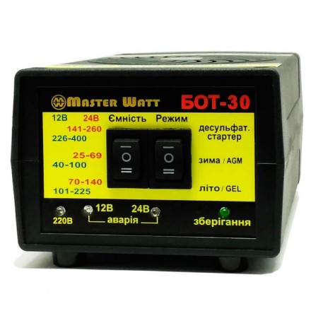 Master Watt БОТ-30 Интеллектуальное десульфатирующее Зарядное устройство (Мастер Ватт) описание, отзывы, характеристики