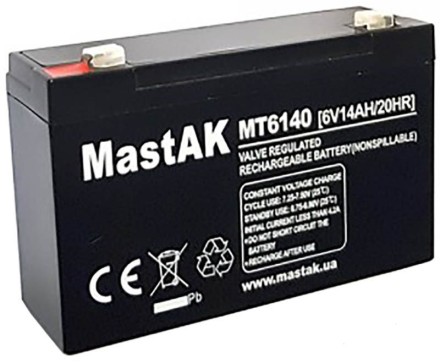 MastAK MT6140 6V 14Ah, 6В 14Ач АКБ описание, отзывы, характеристики