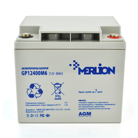 MERLION AGM GP12400M6 12V 40Ah АКБ     описание, отзывы, характеристики