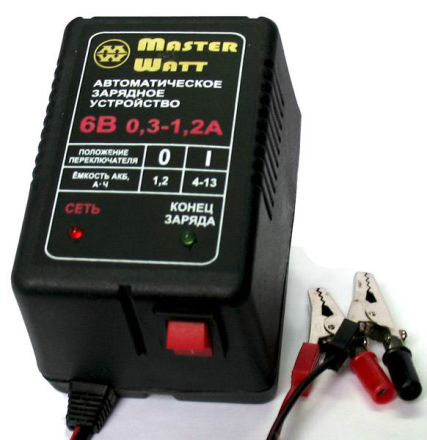 Master Watt 0,3-1,2А 6В Автоматичний зарядний пристрій мото (Майстер Ватт) 6V 0.3-1.2Ah опис, відгуки, характеристики