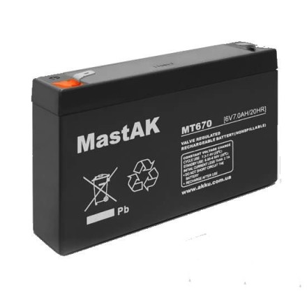 MastAK MT670 6V 7.0Aah, 6В 7.0Ач АКБ описание, отзывы, характеристики