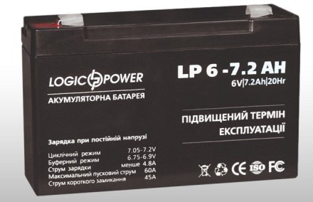 6V 7.2Ah, 6V7.2Ah LogicPower LP6-7.2 ah АНАЛОГ АКБ 6v-7.0ah описание, отзывы, характеристики
