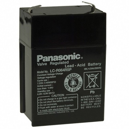 Panasonic 6V 4.5Ah (LC-R 064 R5P) 6V 4.5Ah, 6В 4.5Ач АКБ описание, отзывы, характеристики