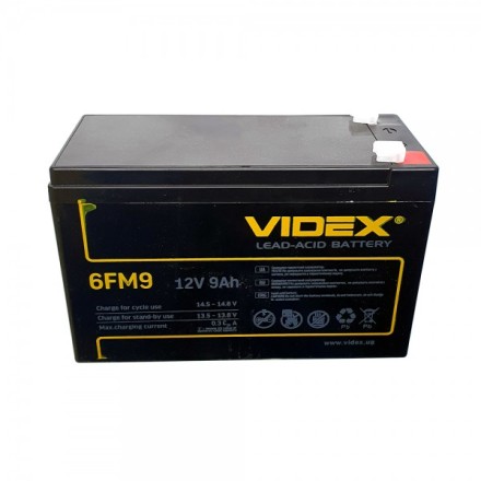 Videx 6FM9 АКБ 12V 9Ah 12В 9Ач опис, відгуки, характеристики