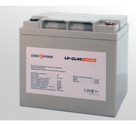 12V 40Ah, 12V40Ah LogicPower LP GL 12-40 ah опис, відгуки, характеристики
