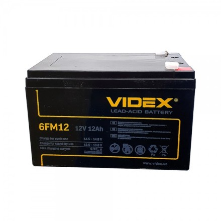 Videx 6FM12 АКБ 12V 12Ah 12В 12Ач опис, відгуки, характеристики