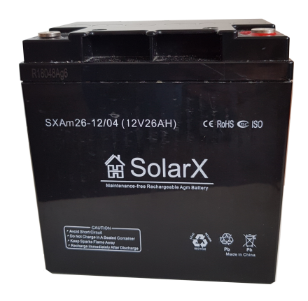 SolarX SXAm26-12 12V 26Ah, 12В 26Ач АКБ опис, відгуки, характеристики