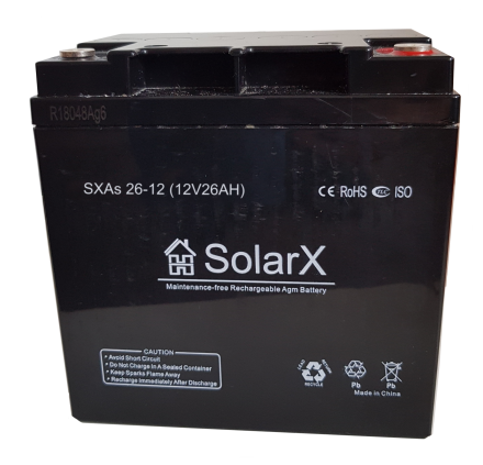 SolarX SXAs26-12 12V 26Ah, 12В 26Ач АКБ опис, відгуки, характеристики