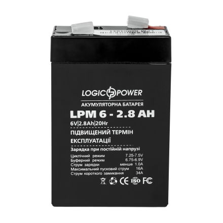 LogicPower LPM-6-2.8 AH AGM (LPM6-2,8AH) 6V 2.8Ah, 6В 2,8Ач АКБ