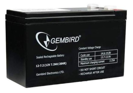 Gembird BAT-12V7.2AH, 12V 7.2Ah, 12В 7.2Ач АКБ опис, відгуки, характеристики