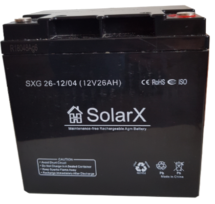 SolarX SXG26-12 12V 26Ah, 12В 26Ач АКБ
