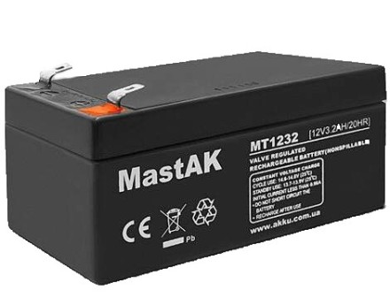 MastAK MT1232 12V 3.2Ah, 12В 3.2 Ач АКБ