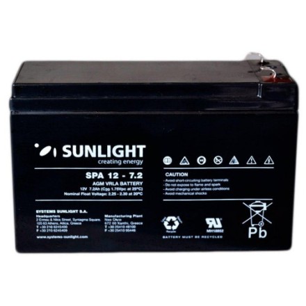 SUNLIGHT SP (SPa) 12 - 7.2 АКБ 12V 7,2Ah, 12В 7.2Ач опис, відгуки, характеристики