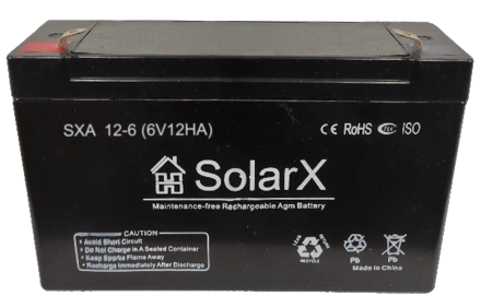 SolarX SXA12-6 6V 12Ah, 6В 12Ач АКБ